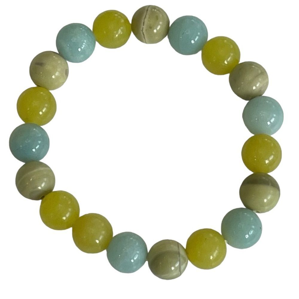 Beaded Polished Round Multi-Gemstone Stretch Bracelet Chakra Chic Bohemian Party